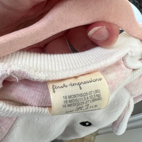 NWOT First Impressions 18M White and Pink Bunny Fuzzy Sweater with Floppy Ears - Picture 4 of 4